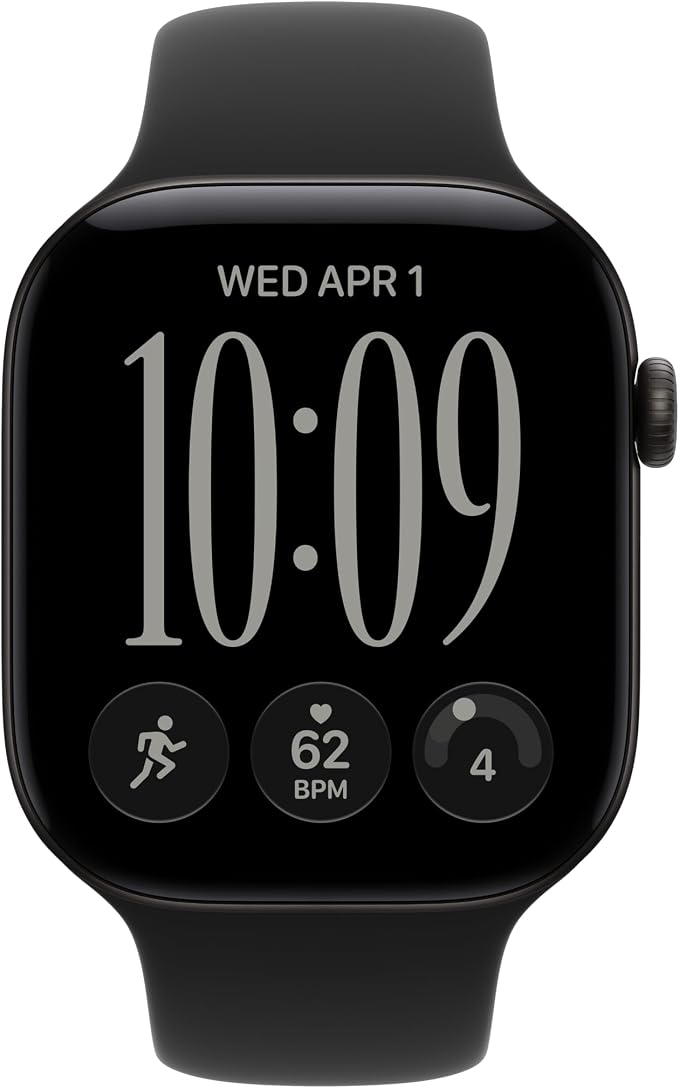 Apple Watch Series 12 GPS + Cellular 46mm Smartwatch Black Aluminum Case, Black Sport Band - M/L. Health + Fitness + Sleep Tracking, Heart Rate, Safety
