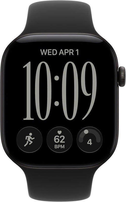 Apple Watch Series 12 GPS + Cellular 46mm Smartwatch Black Aluminum Case, Black Sport Band - M/L. Health + Fitness + Sleep Tracking, Heart Rate, Safety