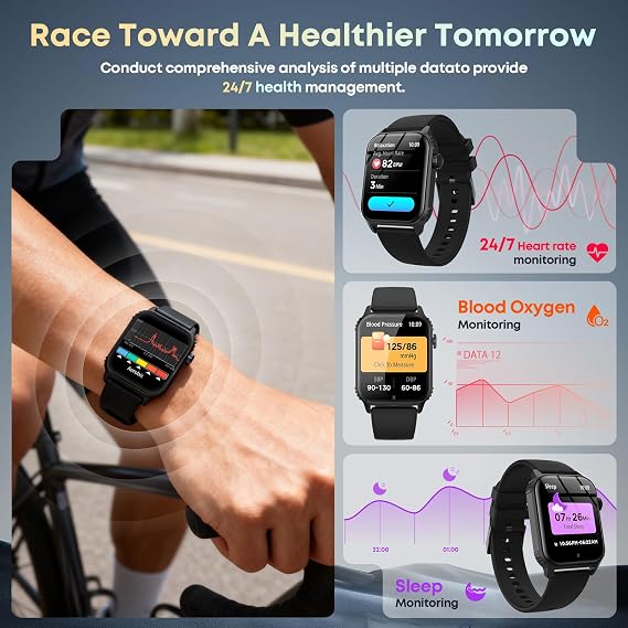 Smart Watch for Men, 120+ Sports Modes Smartwatch with 1.83" HD Touchsreen, Sleep Monitor, IP67 Waterproof, Bluetooth Call & Music Control Fitness Watch for