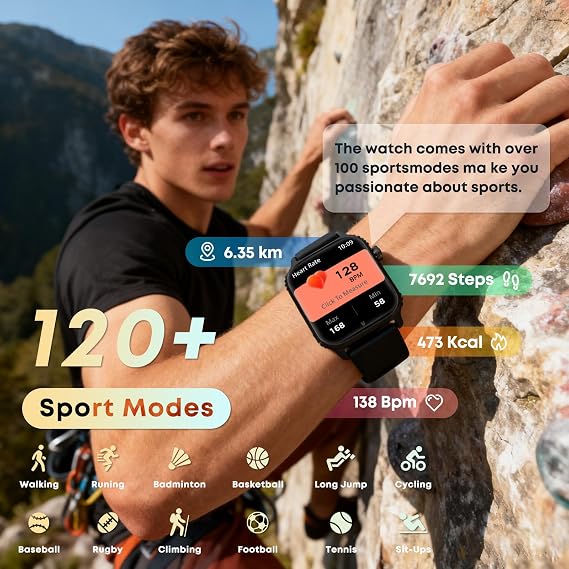 Smart Watch for Men, 120+ Sports Modes Smartwatch with 1.83" HD Touchsreen, Sleep Monitor, IP67 Waterproof, Bluetooth Call & Music Control Fitness Watch for
