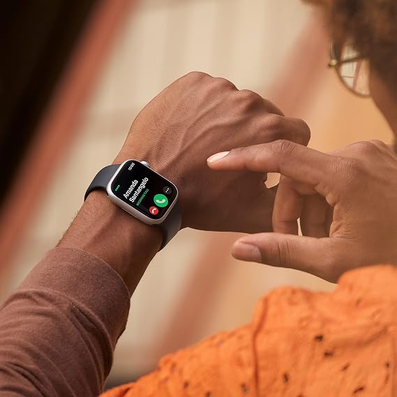 Apple Watch Series 8 [GPS, 45mm] Silver Aluminum Case with White Sport Band, M/L (Renewed)